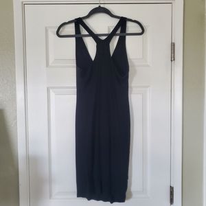 Black v neck jersey dress